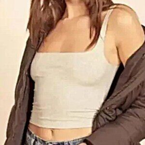 reformation jeans broome crop tank top size extra small beige